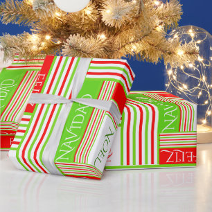 Papier Cadeau C'est Noel Motif rayé Joyeux Noël