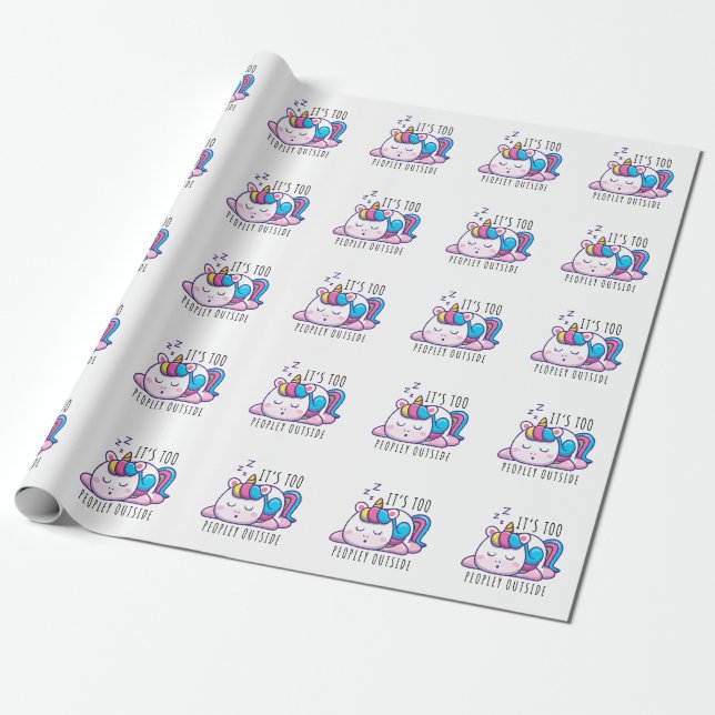 Papier Cadeau C'est trop de gens en dehors de Unicorn Introvert (Déroulé)