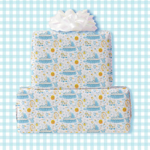 Papier Cadeau C'est un Baby shower Bassinet Bleu & Blanc Garçon
