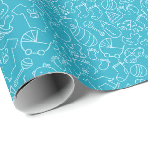 Papier Cadeau C'est un Baby shower bleu garçon