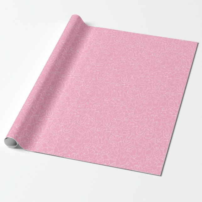 Papier Cadeau C'est un Baby shower rose fille (Déroulé)