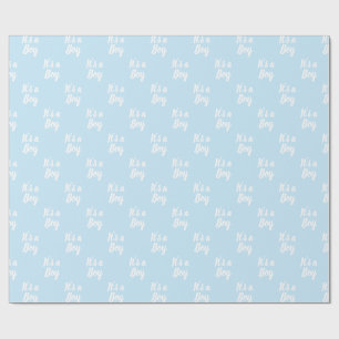 Papier Cadeau C'est un cadeau de baby shower blanc bleu clair