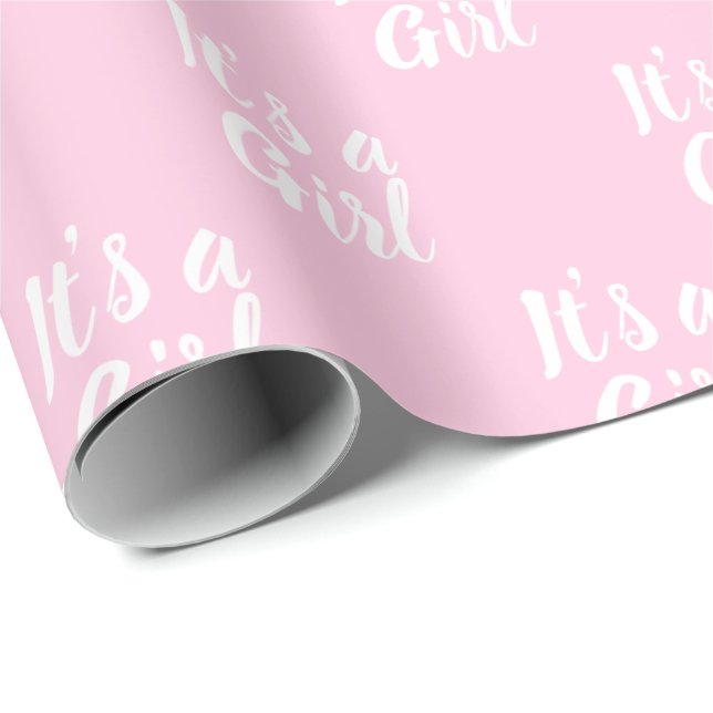 Papier Cadeau C'est un cadeau de baby shower blanc rose pâle (Coin rond)