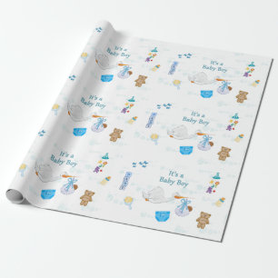 Papier Cadeau C'est un garçon - baby shower personnalisé