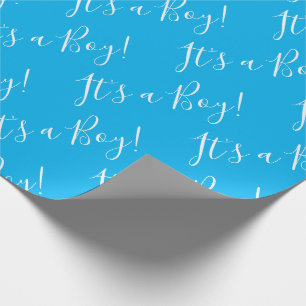 Papier Cadeau C'est un garçon Script Baby shower bleu papier env