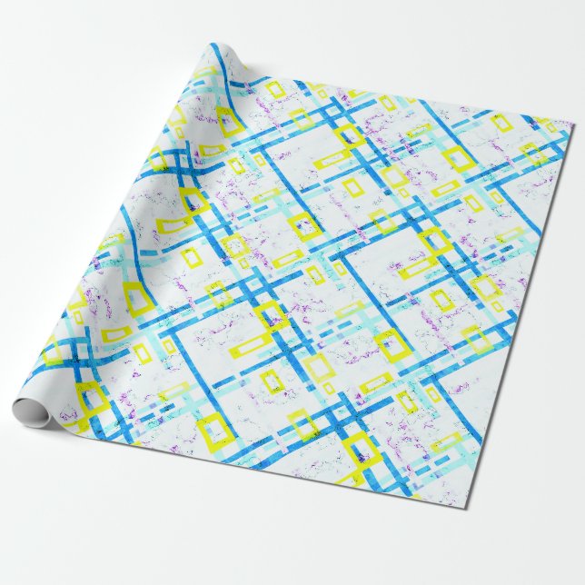 Papier Cadeau Chaîne rectangulaire de couleurs vives géométrique (Déroulé)