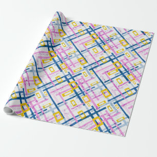Papier Cadeau Chaîne rectangulaire de couleurs vives géométrique
