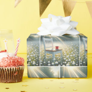 Papier Cadeau Chaise Et Coupe Rouge En Fleur sauvage
