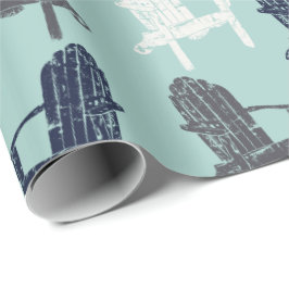 Papier Cadeau Chaises Adirondack Bleu Marine, Aqua, Gris Motif
