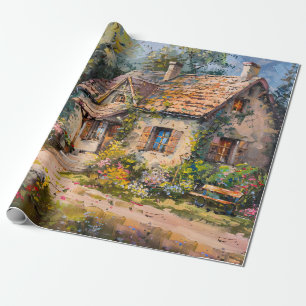 Papier Cadeau Chalet de bord de mer Whimsical Cottagecore Découp