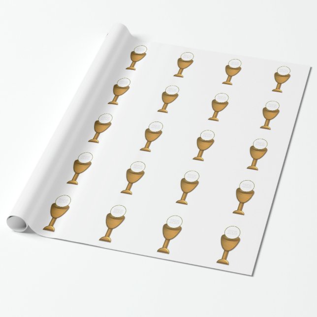 Papier Cadeau Chalice d'or et hôte - Sainte Communion (Déroulé)