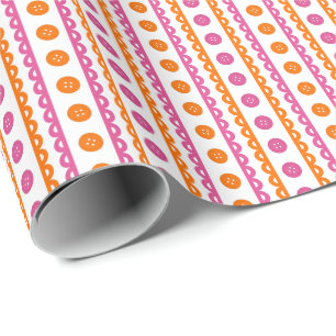 Papier Cadeau Chambre de couture et d'artisanat rayée orange ros