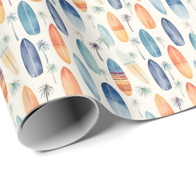 Papier Cadeau Chambres de surf sur l'ivoire (Coin rond)