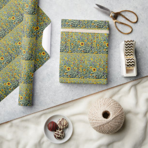 Papier Cadeau Champ de tournesols et de fleurs sauvages