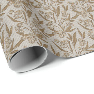 Papier Cadeau Champ floral ethnique bohème sable