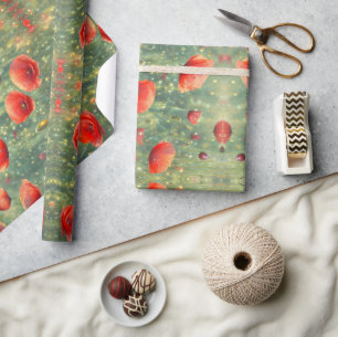 Papier Cadeau Champ lumineux de pavots rouges, floral