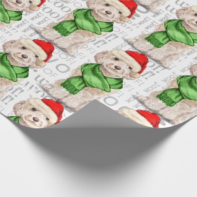 Papier Cadeau Champagne Cockapoo Noël Vacances Papier d'envelopp (Coin)