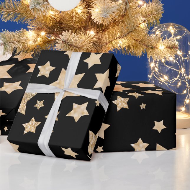 Papier Cadeau Champagne or parties scintillant étincelante Étoil (Vacances)