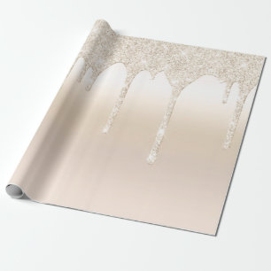 Papier Cadeau Champagne Parties scintillant à la goutte d'or