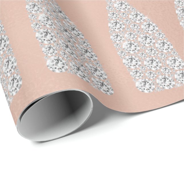 Papier Cadeau Champagne Swarovski Crystals Bouteille Diamant Ros (Coin rond)
