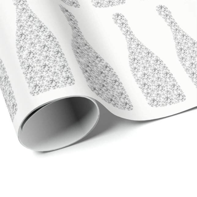 Papier Cadeau Champagne Swarovski Crystals Bouteilles Diamants B (Coin rond)