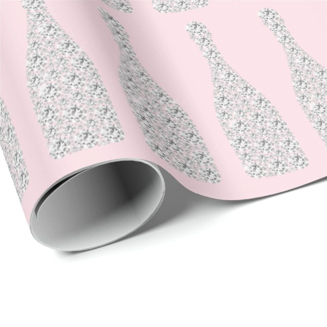 Papier Cadeau Champagne Swarovski Crystals Bouteilles Diamants R (Coin rond)