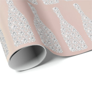 Papier Cadeau Champagne Swarovski Crystals Bouteilles Diamond Pe