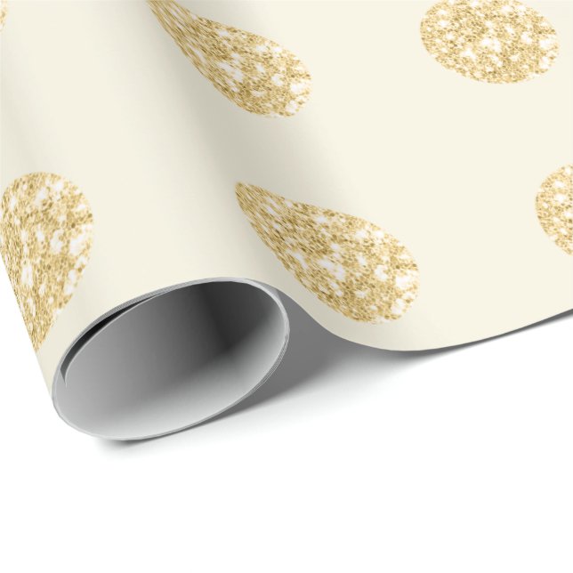 Papier Cadeau Champaigne pois de Parties scintillant crémeuse d' (Coin rond)