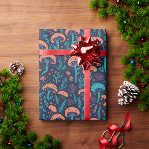 Papier Cadeau Champignon Fongus Bois Magique Violet Orange Amusa