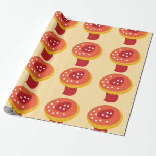 Papier Cadeau Champignon Rouge Jaune