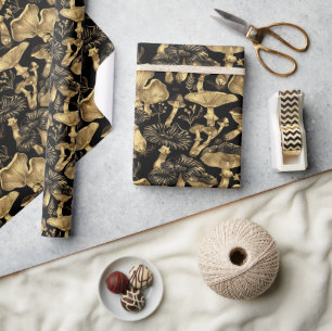 Papier Cadeau Champignons Forêt sombre magique