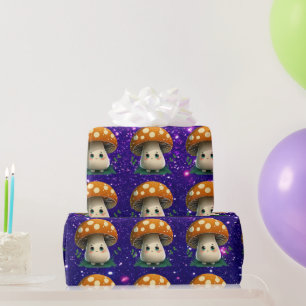Papier Cadeau Champignons Gardien Cute Charme Thème Inspiré