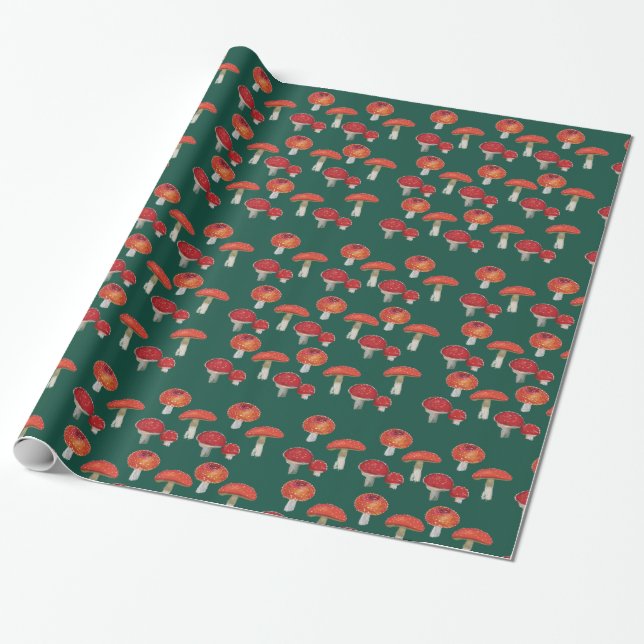 Papier Cadeau Champignons rouges (Déroulé)