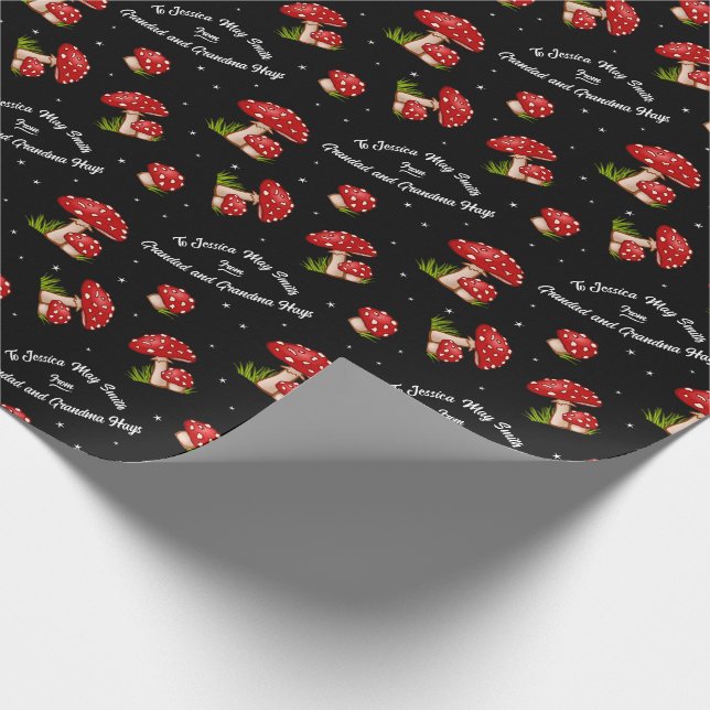Papier Cadeau Champignons tachetés rouges (Coin)