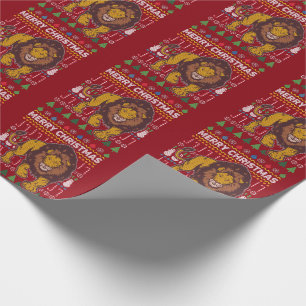 Papier Cadeau Chandail de Noël Lion laide