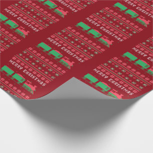 Papier Cadeau Chandail de Noël moche pour train de locomotives