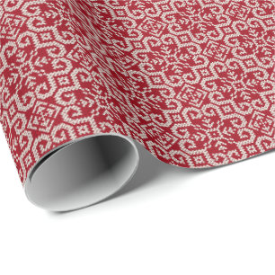 Papier Cadeau Chandail de Noël Scandi Rouge