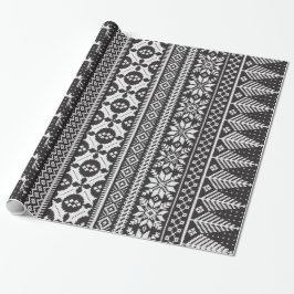 Papier Cadeau chandail juste noir et blanc de knit d'île