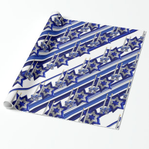 Papier Cadeau Chandeliers-juifs-et-étoiles-1-diagonales-rayures