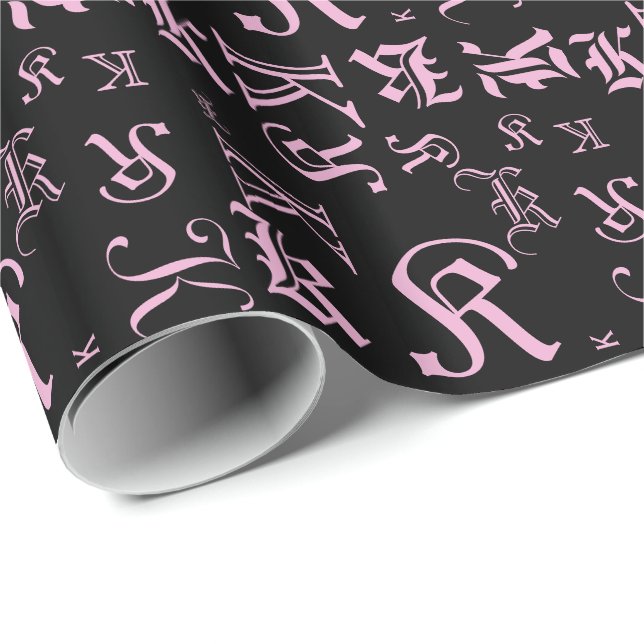 Papier Cadeau CHANGER MONOGRAM Style de lettre noire Toutes les  (Coin rond)