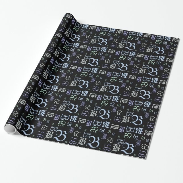 Papier Cadeau CHANGER MONOGRAM Style de lettre noire Toutes les  (Déroulé)