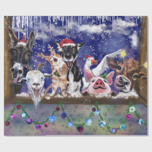 Papier Cadeau Chanson de Noël - Fête des animaux