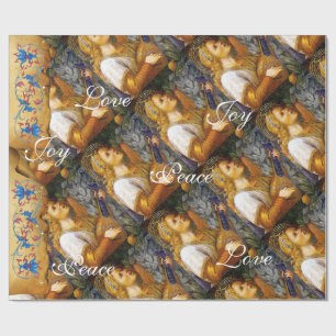 PAPIER CADEAU CHANTER ANGEL DE NOËL, JOY PEACE LOVE PARCHMENT