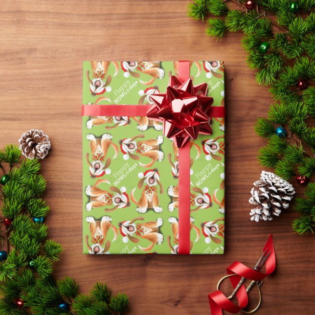 Papier Cadeau Chanter chien art heureux vacances Noël (Cadeau de vacances)