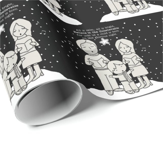 Papier Cadeau Chanter des chants de Noël (Coin rond)