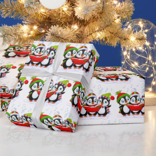 Papier Cadeau Chanter des pingouins