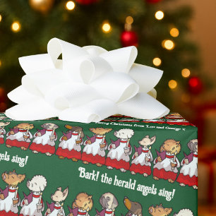 Papier Cadeau Chanteurs de chansons de Noël drôles de chiens Ajo