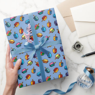 Papier Cadeau Chanukah Giftwrap - Dreidels - Judaïque - Grand