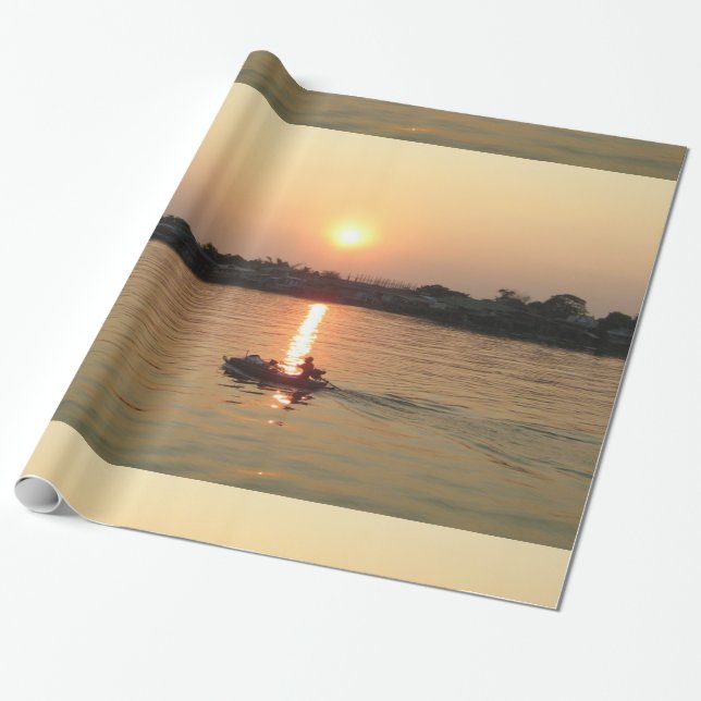 Papier Cadeau Chao Phraya River Sunset ... Ayutthaya, Thaïlande (Déroulé)