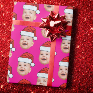 Papier Cadeau Chapeau de Père Noël personnalisé avec photo de No